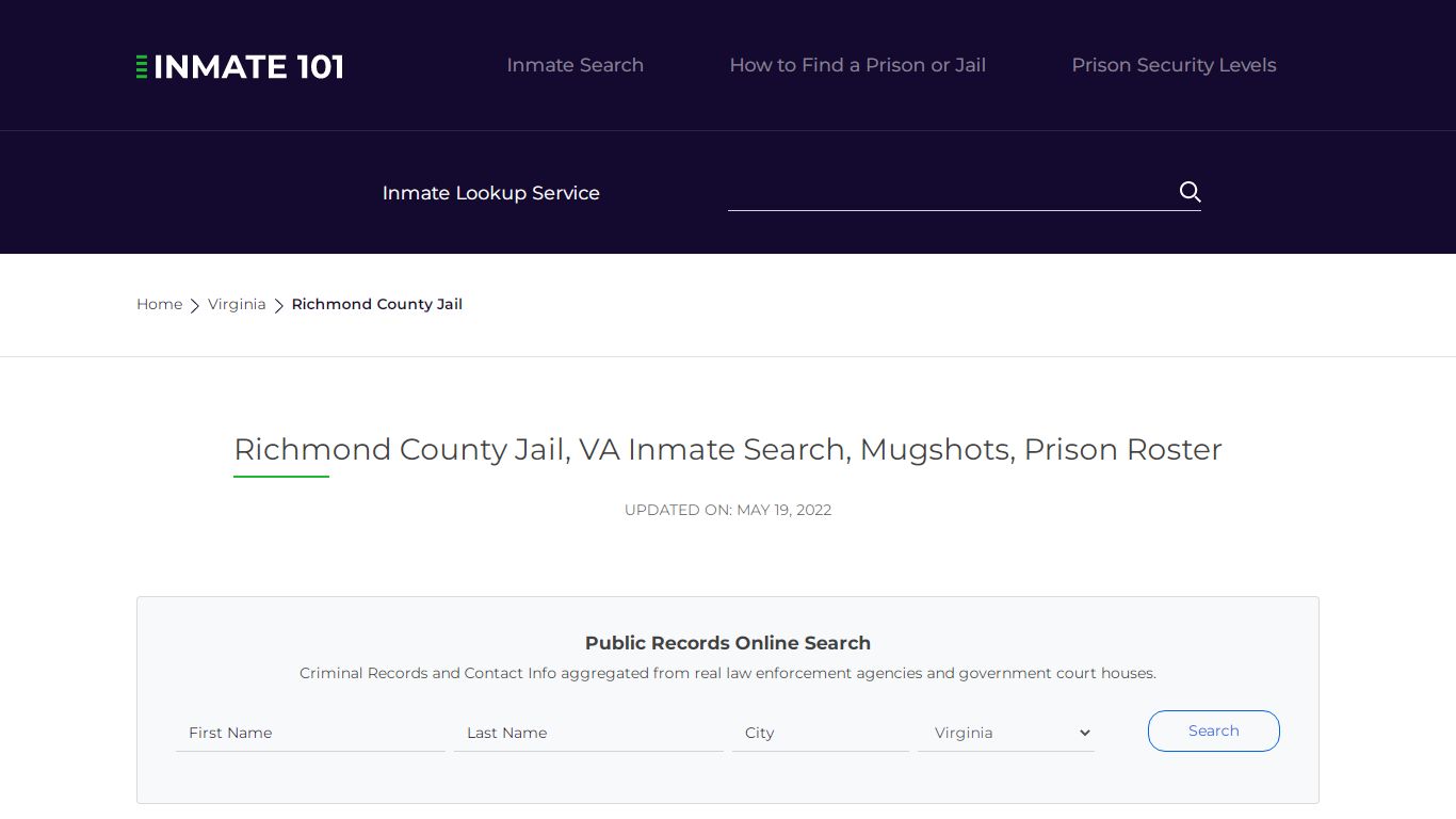 Richmond County Jail, VA Inmate Search, Mugshots, Prison ...