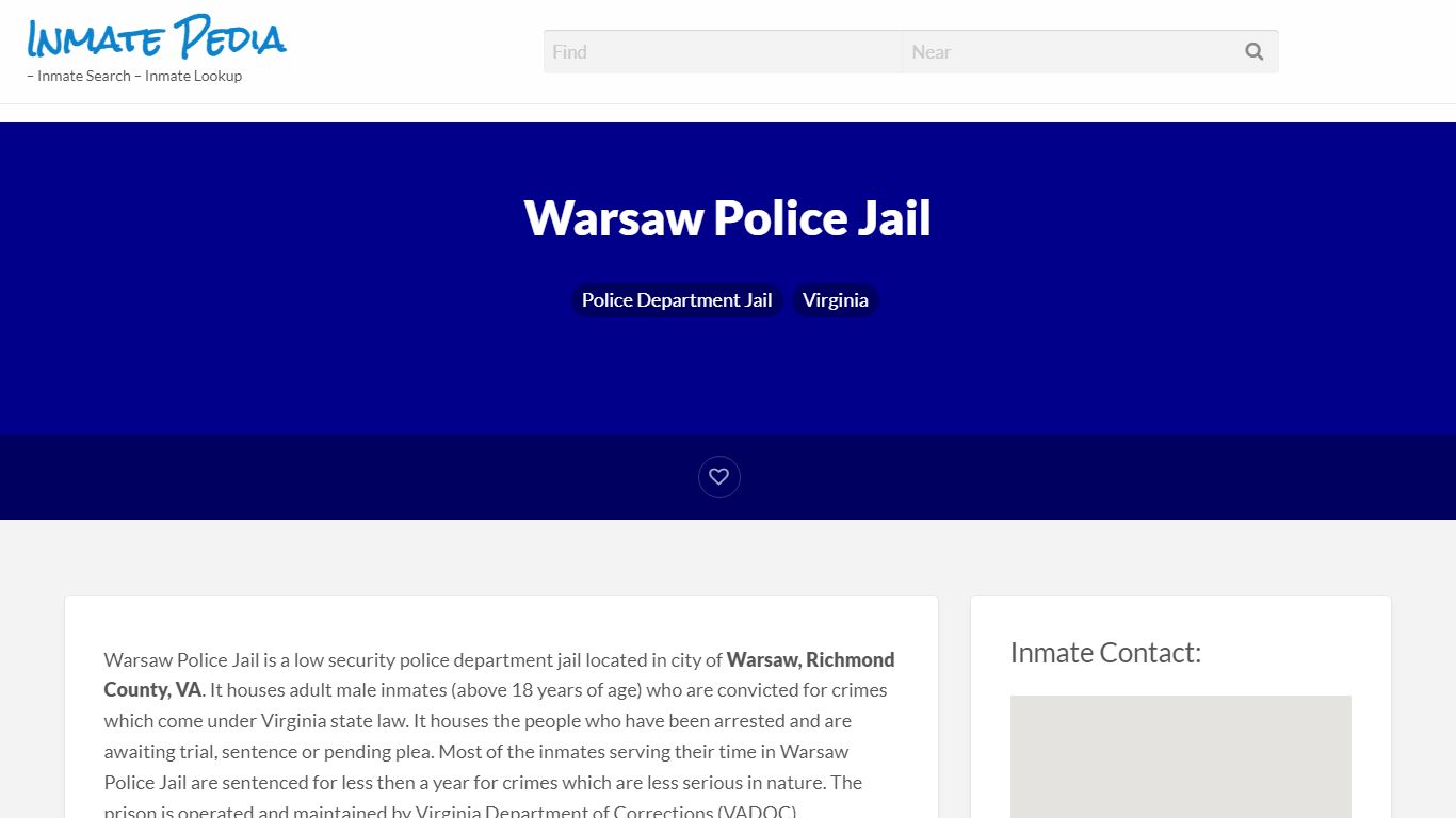 Warsaw Police Jail – Inmate Pedia – Inmate Search – Inmate ...